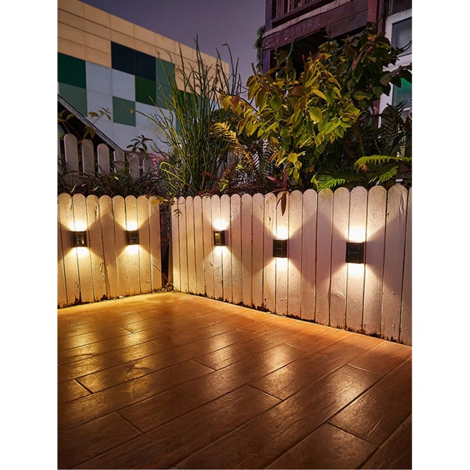 Metal Modern Güneş Enerjili Dekorasyon Aplik 6 Ledli Duvar Lamba 4 Lü