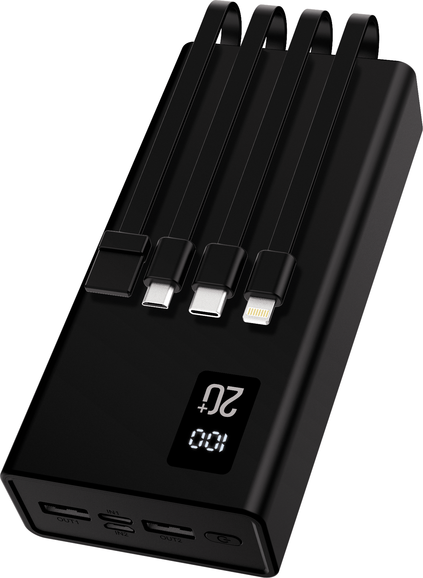 20.000mAH LCD Göstergeli Typce-C Kablolu PowerBank 2xUSB