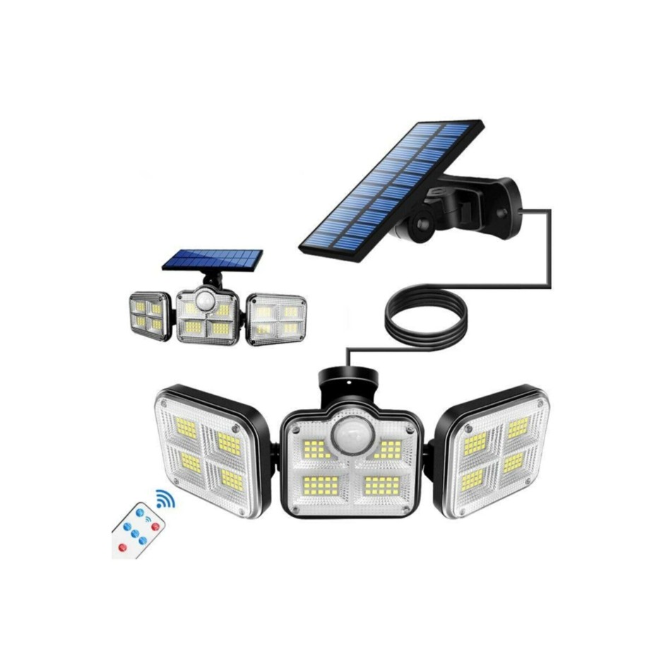 Güneş Enerjili Kumandalı Hareket Sensörlü 122 Ledli Bahçe Aydınlatma