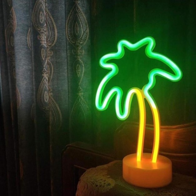 Palmiye Model Neon Led Işıklı Dekoratif Aydınlatma Gece Lambası