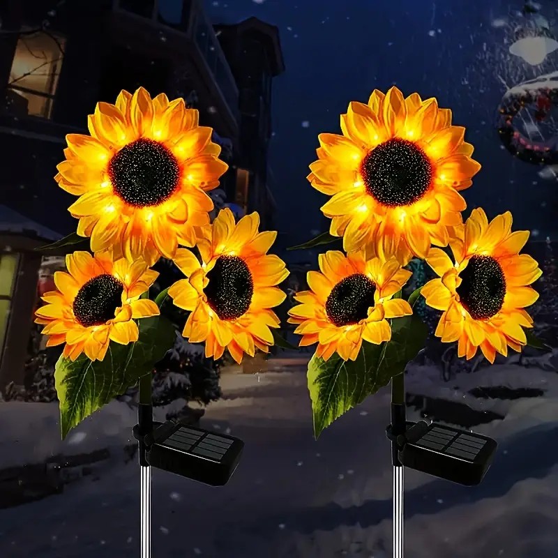 Solar Enerjiyle Çalışan Ay Çiçek Model Bahçe Aydınlatma Saplamalı 3'Lü Solar Işık LED