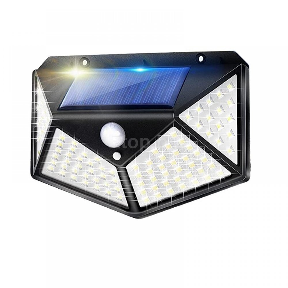 50W Solar Güneş Enerjili Duvar Aplik 100 Ledli Bahçe Aydınlatması Sensörlü Duvar Armatürü 1200 Lümen