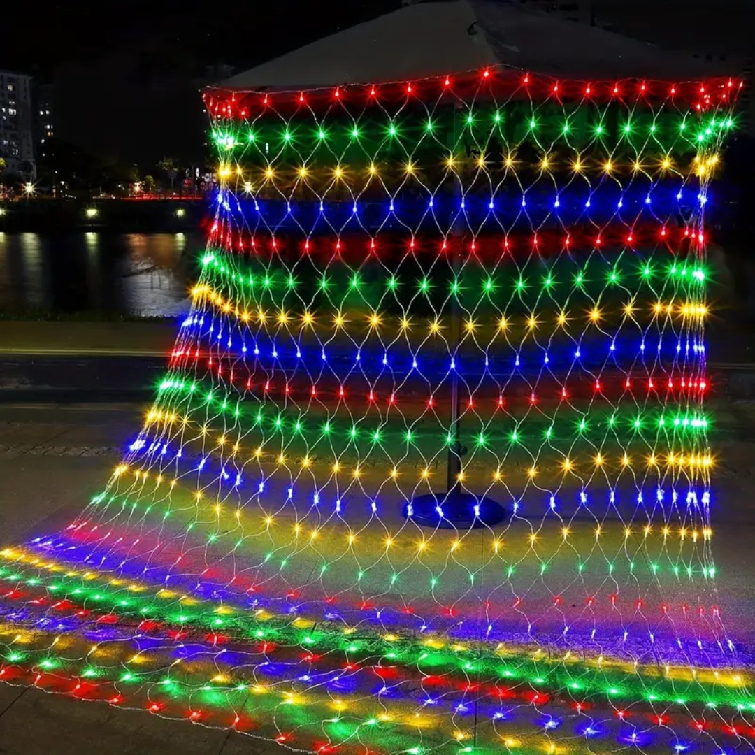 Ağ Perde LED Işık 3x2 Metre Animasyonlu, Fişli Eklenebilir, Örme Işık Dizisi, Dekoratif Aydınlatma