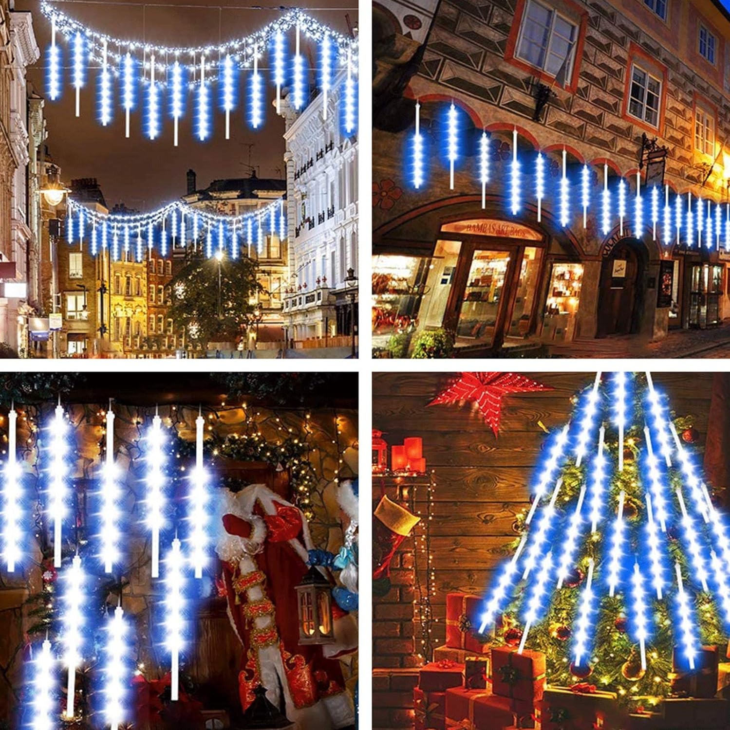 Akan Meteor Yağmur LED Beyaz Renk 8 Adet Tüp iç Ve Dış Mekan Dekor Süsleme Işık