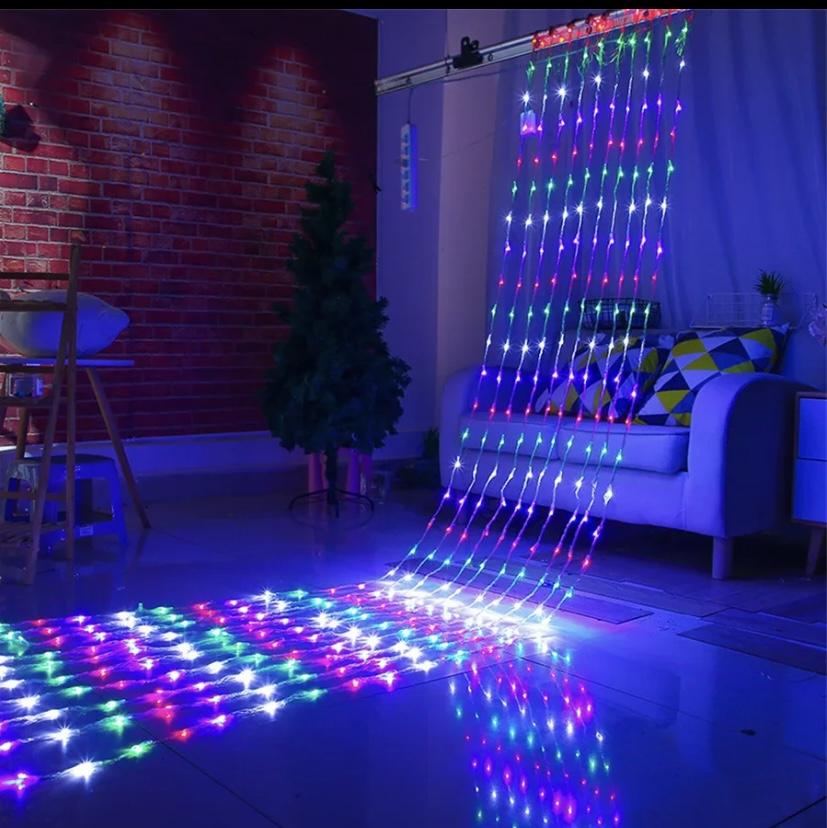 Akar Şelale 3x2 LED Aydınlatma Dekorasyon Işık 8 Mod Düğmeli 220v Fişli RGB