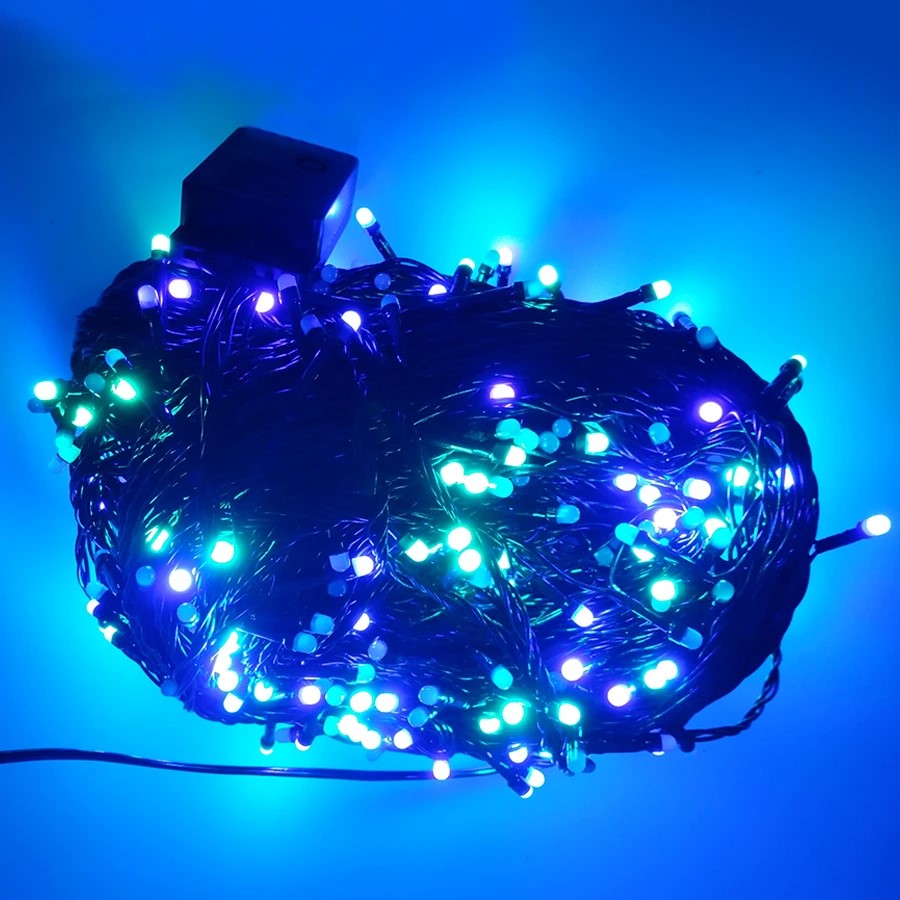 10 Metre Siyah Kablo Mavi İp Led Fonksiyonlu Aydınlatma Dekor Işık