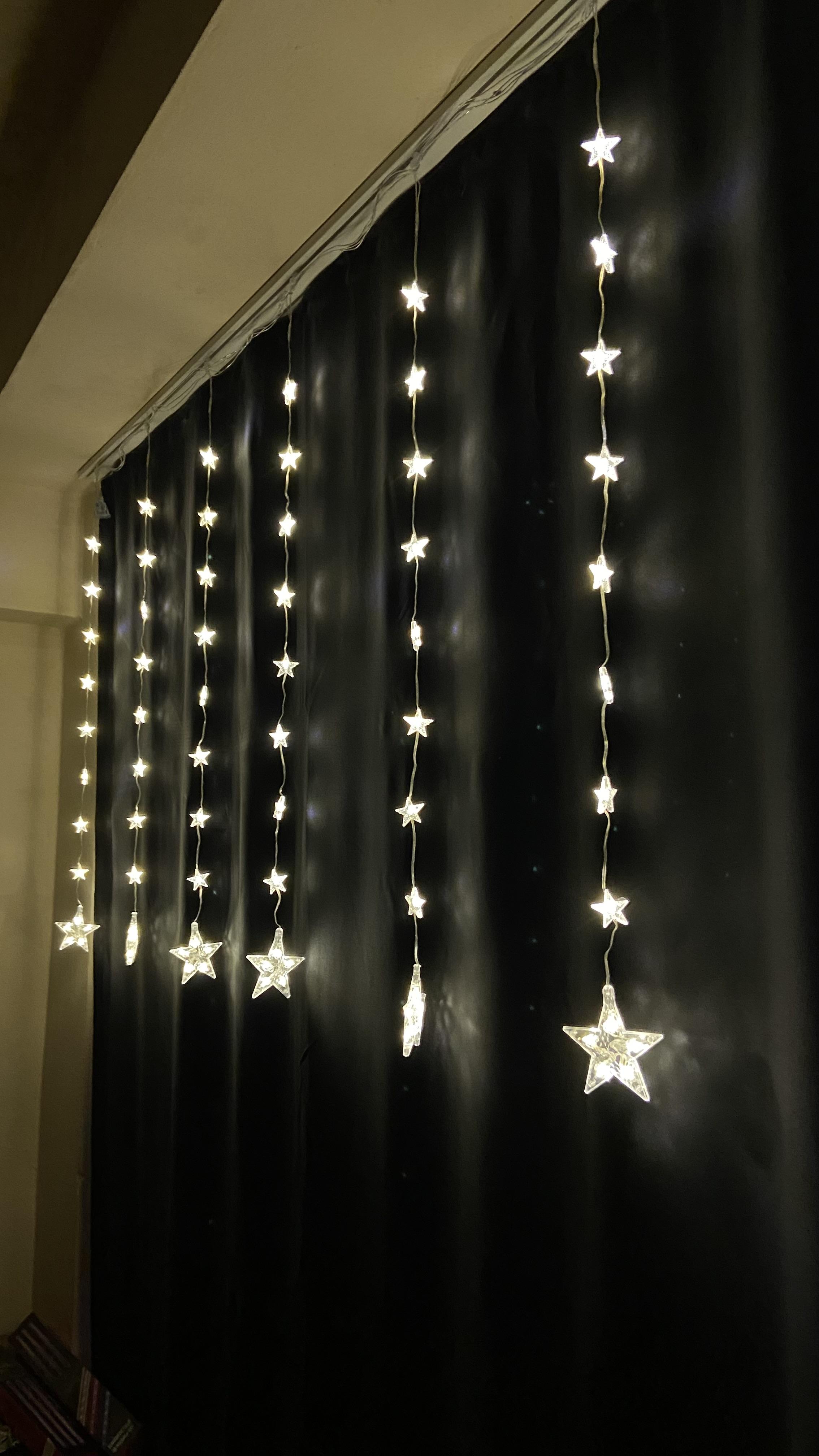 10 Saçak 90 Yıldız 130 Led Perde Işık Dekor Süsleme Fonskiyonlu