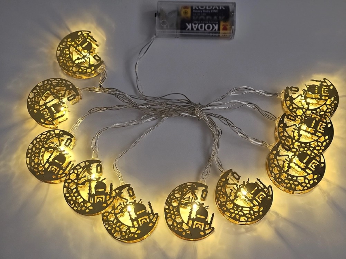 Ramazan Hilal ve Cami Dekoratif Led 2 Pilli 2 Metre Süsleme Dekor Işık