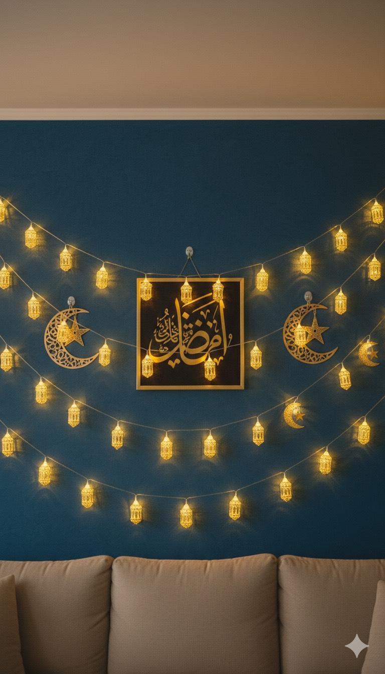 Ramazan Ayı Konseptli Kandil 2 Pilli Led 2 Metre Süsleme Dekor Işık