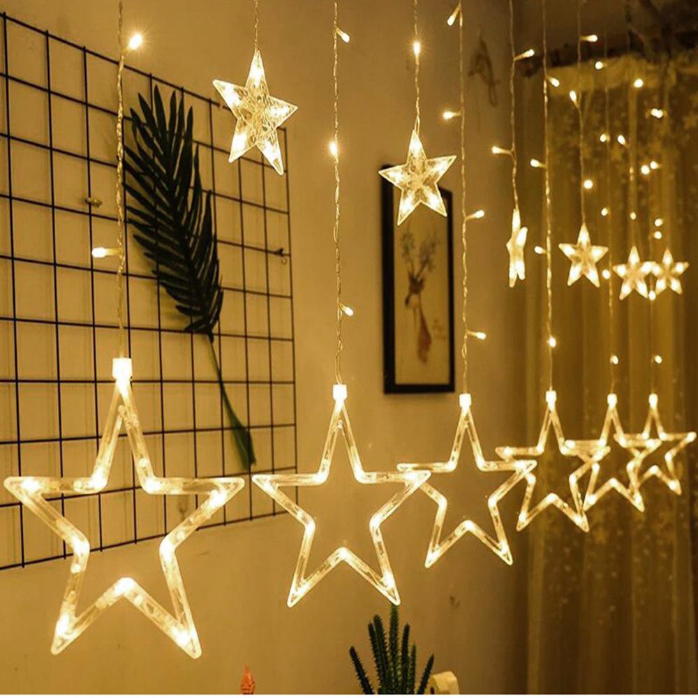 Ay Yıldız Perde Led Fişli 3 Metre 8 Animasyonlu Gün Işığı Aydınlatma Süsleme Dekor