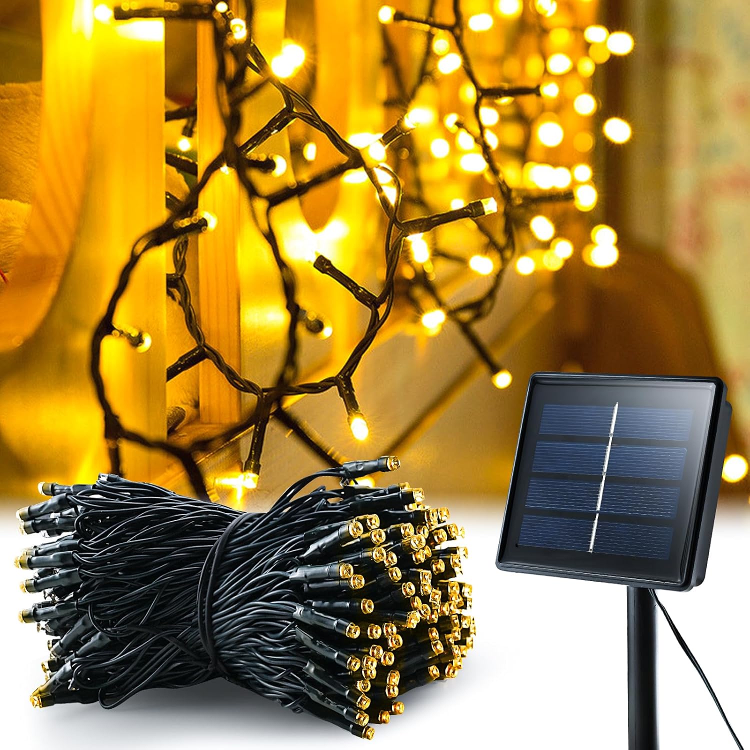 Solar Enerjili 10 Metre Gün Işığı Bahçe Balkon Teras Aydınlatma Dekor Süsleme Boncuk LED