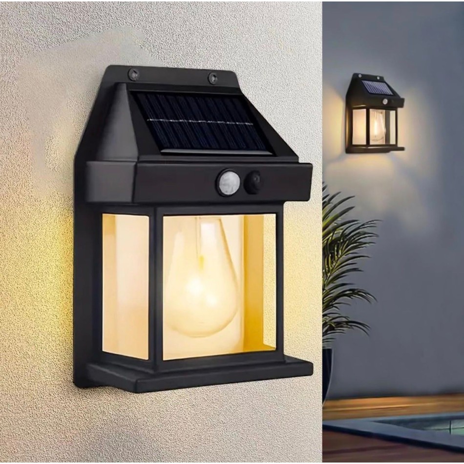 Güneş Enerjili Solar Duvar Lambası Rustik Ampul Gün Işığı Dekoratif Solar Aydınlatma