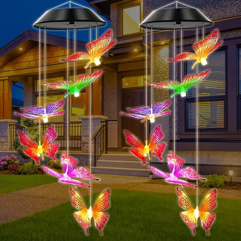 Solar Enerjili 6 Adet Mor Kelebek Renk Değiştiren Bahçe Balkon Dekor Süsleme Işık