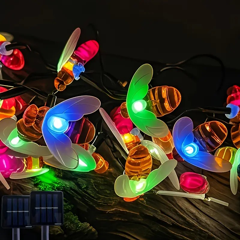 Solar Güneş Enerjili 30 Arı Tasarımlı Led 5 MT RGB 8 Fonksiyonlu Bahçe Balkon Ağaç Aydınlatma