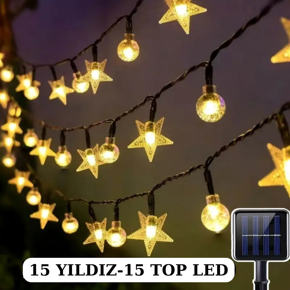 Solar Güneş Enerjili 30 Led 7 Metre Bahçe Balkon Ağaç Dekor Aydınlatma Dize Işık