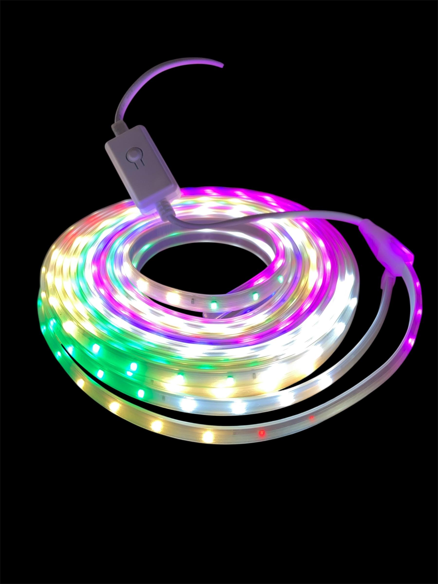 Dış & İç mekan 10 Metre Şerit LED RGB Çok Renkli Tak Çalıştır Düğmeli