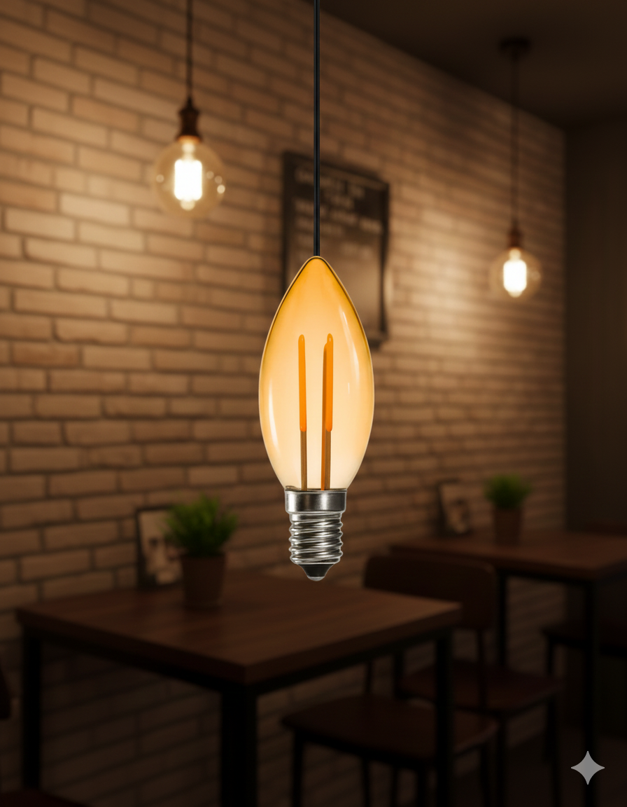 Rustik Buji Flament Mum Ampül Amber Led ışık