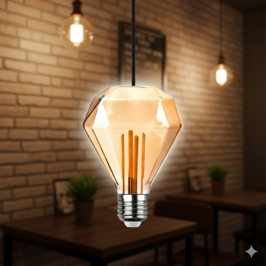 Vintage Filament Rustik E27 Prizmatik Edison Ampul Kırılmaz Gövde