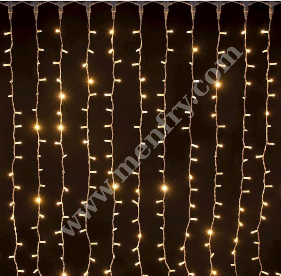 Dış Mekan IP65 Perde Led 3x1 MT Gün Işığı Çakarlı/Flaşlı 300 Led Beyaz Kablo Ekleme Fişli