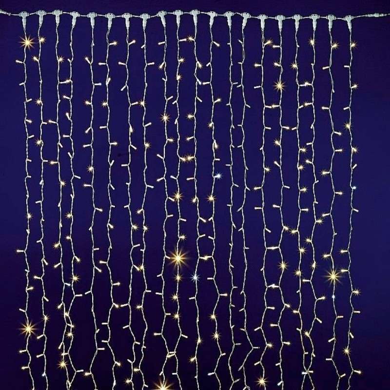 Dış Mekan IP65 3x2 Perde Led Gün Işığı Çakarlı/Flaşlı 600 Led Beyaz Kablo Aydınlatma Işık