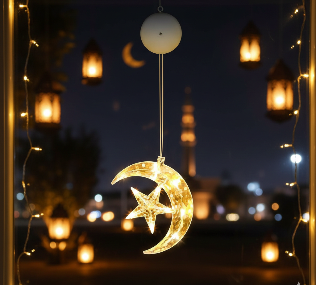 Hilal Yıldız vantuzlu 3 Pilli Sarkıt Led