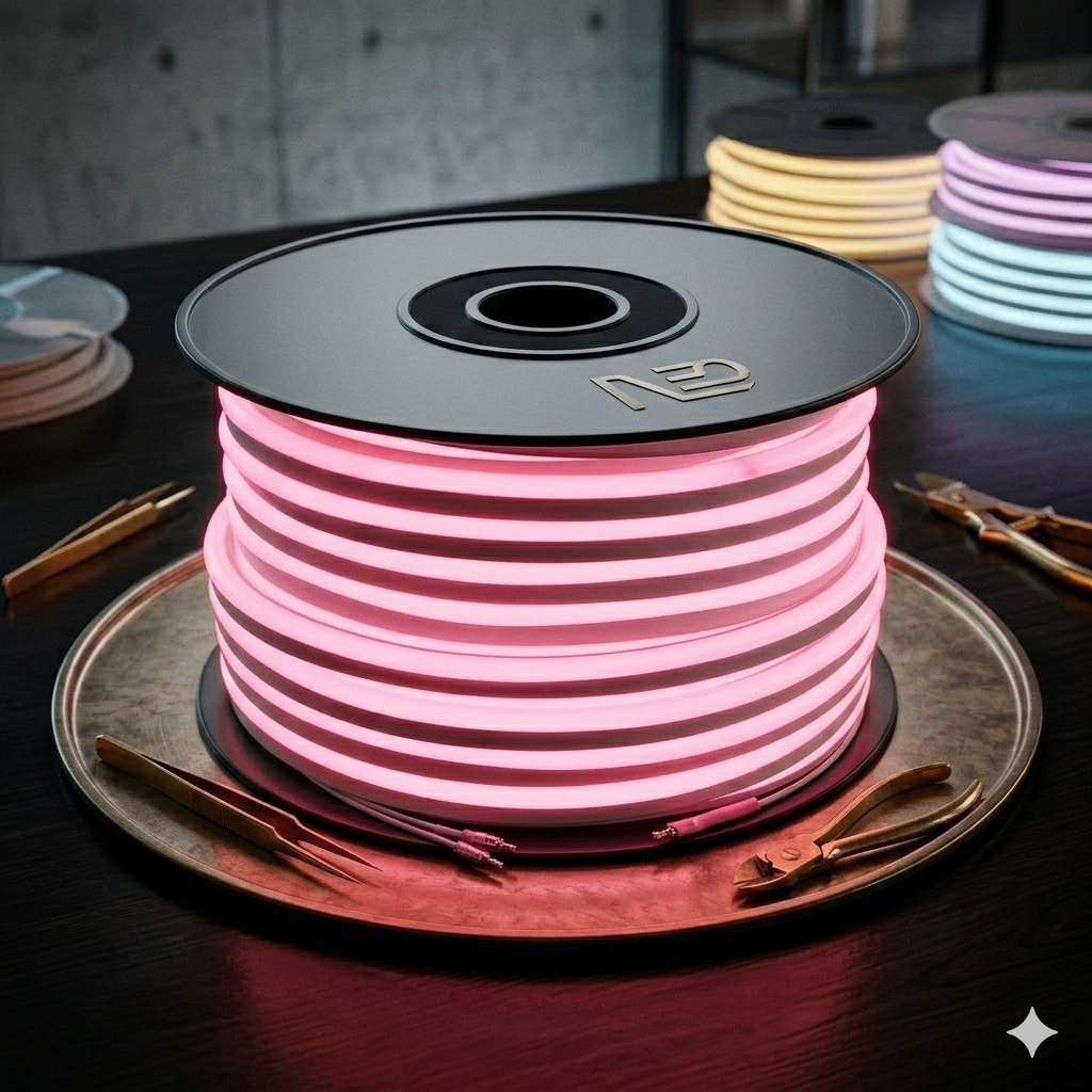 220 Volt Neon Led Pembe 7x15mm Dış Mekan IP65 (Fişi unutmayın)