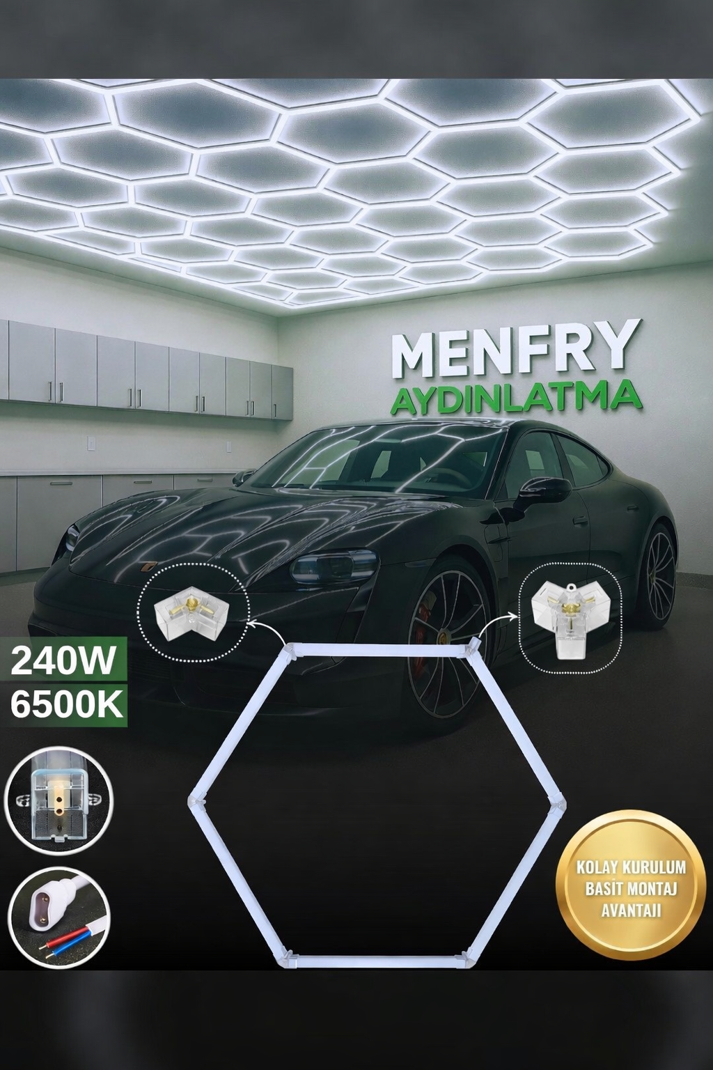 Altıgen 5 Adet Led Armatür Aydınlatma 6500K 240 Wat gücünde Kolay kurulum