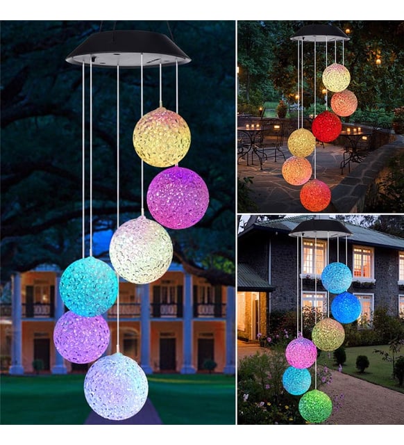Solar Güneş Enerjili RGB Çok renkli 6 Adet Top Led bahçe kapı aydınlatma ışık