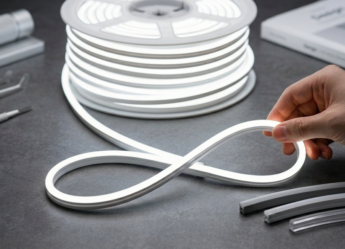 Neon LED 5 Metre 220 volt Fiş Dahil Beyaz Renk Dış İç Mekan Aydınlatma