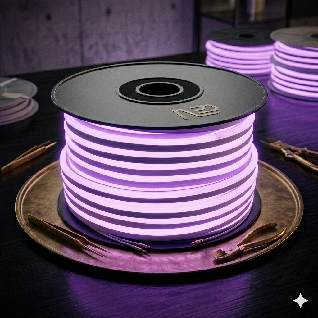 Neon LED 5 Metre 220 volt Fiş Dahil Mor Renk Dış İç Mekan Aydınlatma