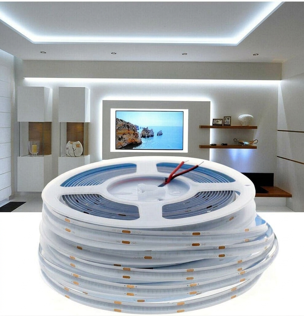 24 Volt 360 Ledli 10 mm Beyaz Piksel Kayar Cob Şerit Led (5Metre)