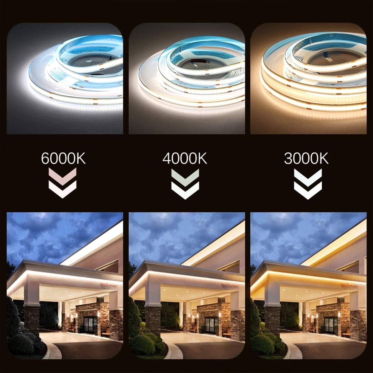 24 Volt 360 Ledli 10 mm Gün Işığı Piksel Kayar Cob Şerit Led (5Metre)