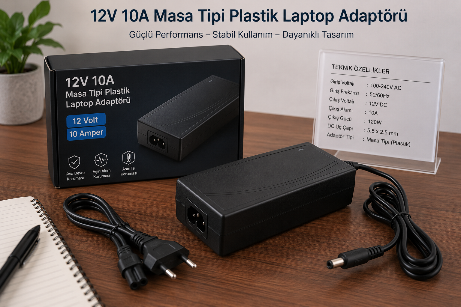 12 Volt 10 Amper Masa Tipi Plastik Laptop Adaptörü