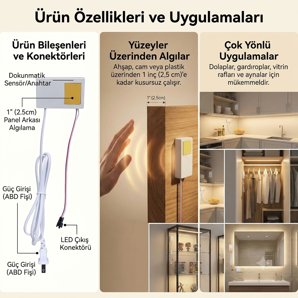 220 Volt Girişli Ayna Arkası Dokunmatik Sensör